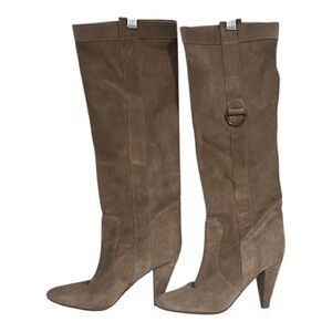 Fornarina Italian Suede Tan Slip On High Boots Size 8.5